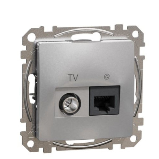 Кінцева TV-розетка Schneider Electric Sedna Design & Elements+ RJ45 кат. 6 UTP алюміній SDD113469T