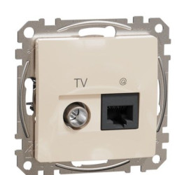 Кінцева TV-розетка Schneider Electric Sedna Design & Elements та RJ45 кат. 6 UTP бежева SDD112469T