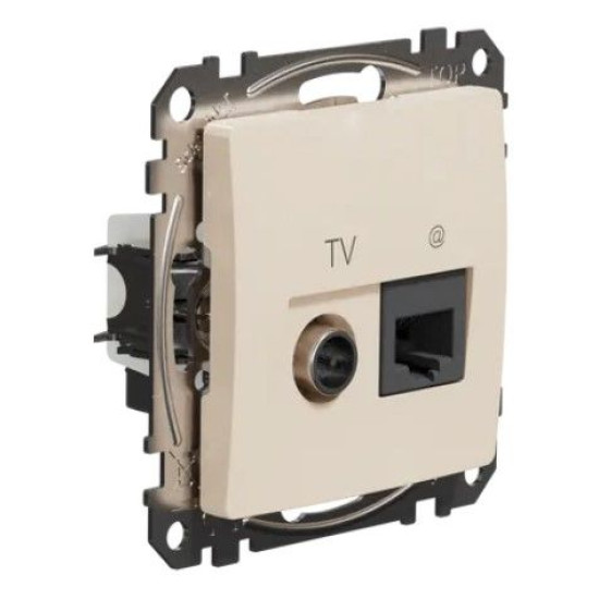 Кінцева TV-розетка Schneider Electric Sedna Design & Elements та RJ45 кат. 6 UTP бежева SDD112469T
