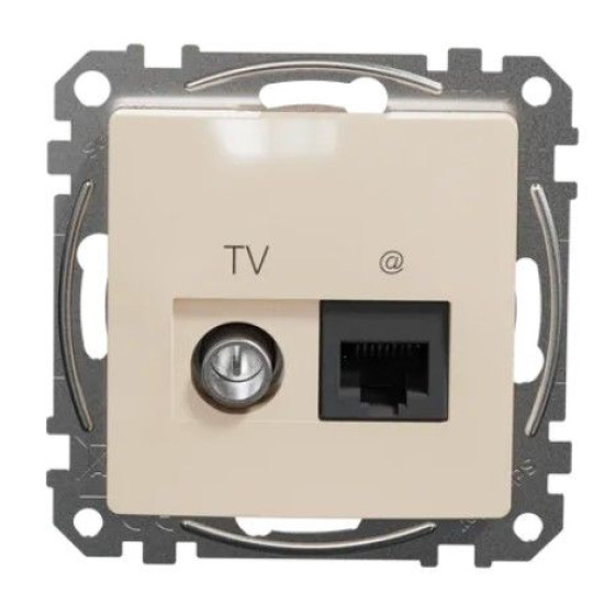 Кінцева TV-розетка Schneider Electric Sedna Design & Elements та RJ45 кат. 6 UTP бежева SDD112469T