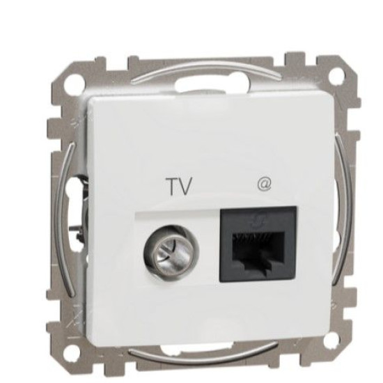Кінцева TV-розетка Schneider Electric Sedna Design & Elements + RJ45 кат. 6 UTP біла SDD111469T