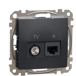 Кінцева TV-розетка Schneider Electric Sedna Design & Elements + RJ45 кат. 6 UTP чорна SDD114469T