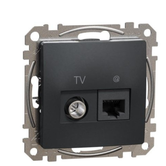 Кінцева TV-розетка Schneider Electric Sedna Design & Elements + RJ45 кат. 6 UTP чорна SDD114469T