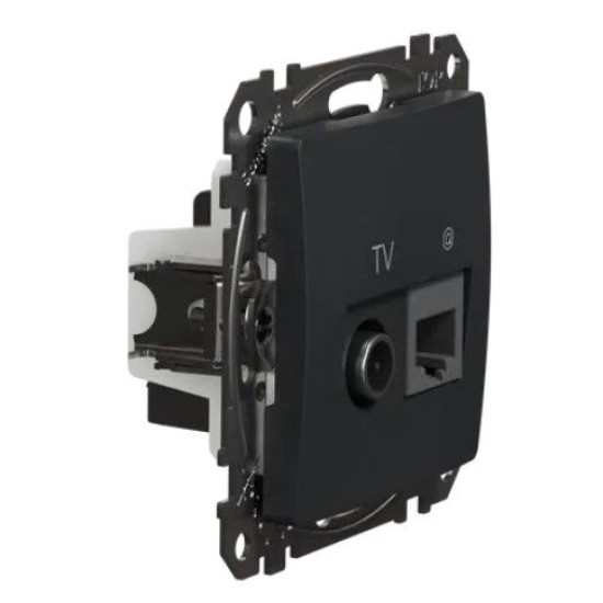Кінцева TV-розетка Schneider Electric Sedna Design & Elements + RJ45 кат. 6 UTP чорна SDD114469T