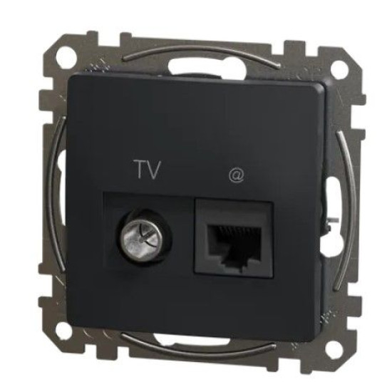 Кінцева TV-розетка Schneider Electric Sedna Design & Elements + RJ45 кат. 6 UTP чорна SDD114469T