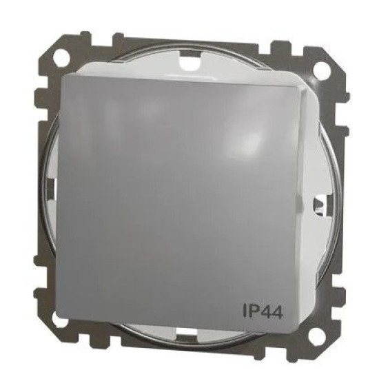 Одноклавішний перемикач Schneider Electric Sedna Design & Elements з кришкою IP44 алюміній SDD213106