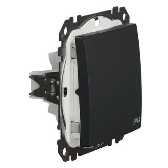 Одноклавішний перемикач Schneider Electric Sedna Design & Elements з кришкою IP44 чорний SDD214106