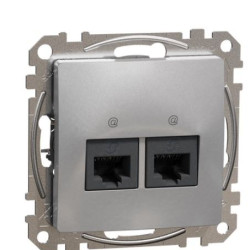 Подвійна комп'ютерна розетка Schneider Electric Sedna Design & Elements RJ45 кат. 5е UTP алюміній SDD113452