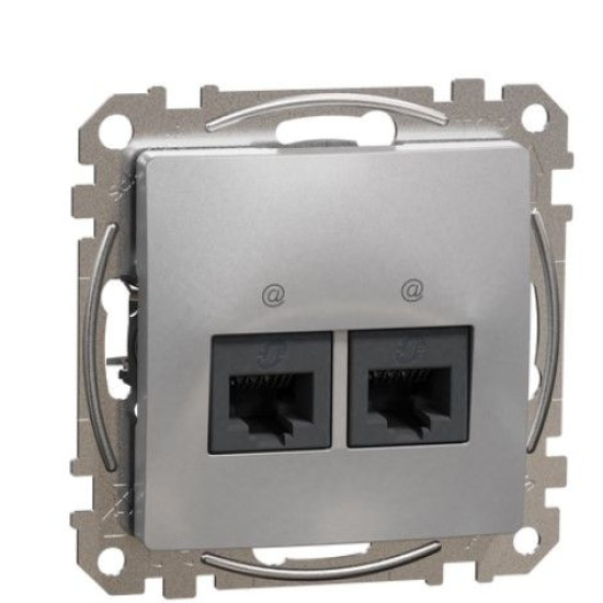 Подвійна комп'ютерна розетка Schneider Electric Sedna Design & Elements RJ45 кат. 5е UTP алюміній SDD113452