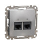 Подвійна комп'ютерна розетка Schneider Electric Sedna Design & Elements RJ45 кат. 5е UTP алюміній SDD113452