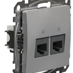 Подвійна комп'ютерна розетка Schneider Electric Sedna Design & Elements RJ45 кат. 5е UTP алюміній SDD113452