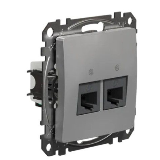 Подвійна комп'ютерна розетка Schneider Electric Sedna Design & Elements RJ45 кат. 5е UTP алюміній SDD113452