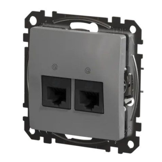 Подвійна комп'ютерна розетка Schneider Electric Sedna Design & Elements RJ45 кат. 5е UTP алюміній SDD113452