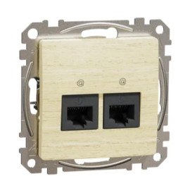 Подвійна комп'ютерна розетка Schneider Electric Sedna Design & Elements RJ45 кат. 5е UTP береза SDD180452