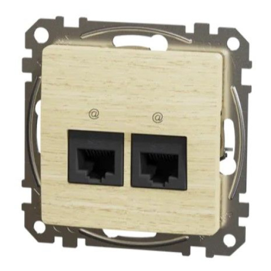 Подвійна комп'ютерна розетка Schneider Electric Sedna Design & Elements RJ45 кат. 5е UTP береза SDD180452