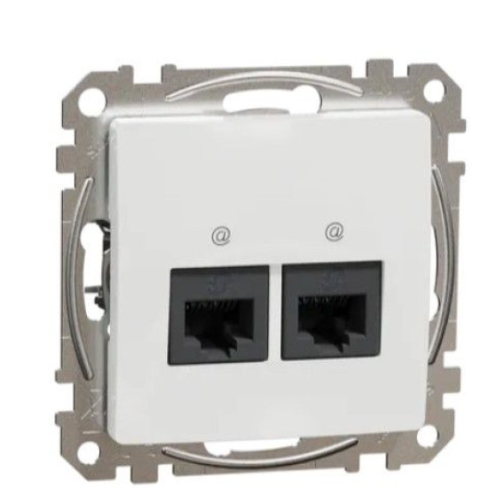 Подвійна комп'ютерна розетка Schneider Electric Sedna Design & Elements RJ45 кат. 5е UTP біла SDD111452