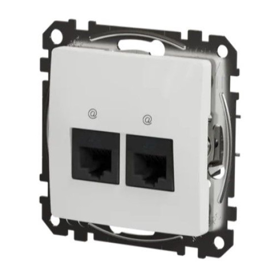 Подвійна комп'ютерна розетка Schneider Electric Sedna Design & Elements RJ45 кат. 5е UTP біла SDD111452