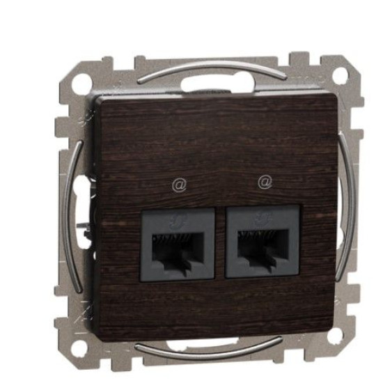 Подвійна комп'ютерна розетка Schneider Electric Sedna Design & Elements RJ45 кат. 5е UTP венге SDD181452