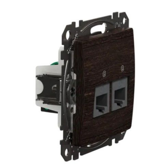Подвійна комп'ютерна розетка Schneider Electric Sedna Design & Elements RJ45 кат. 5е UTP венге SDD181452