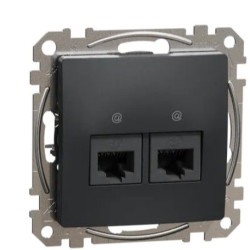 Подвійна комп'ютерна розетка Schneider Electric Sedna Design & Elements RJ45 кат. 5е UTP чорна SDD114452