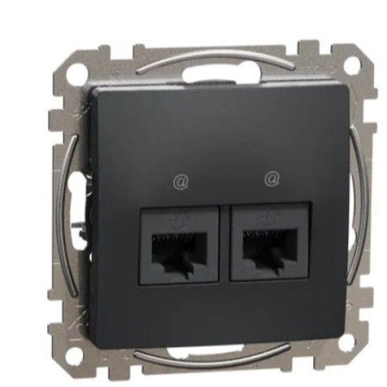 Подвійна комп'ютерна розетка Schneider Electric Sedna Design & Elements RJ45 кат. 5е UTP чорна SDD114452