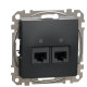 Подвійна комп'ютерна розетка Schneider Electric Sedna Design & Elements RJ45 кат. 5е UTP чорна SDD114452