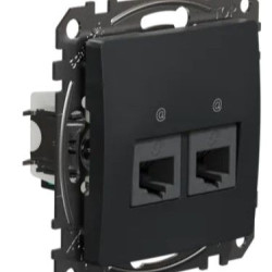 Подвійна комп'ютерна розетка Schneider Electric Sedna Design & Elements RJ45 кат. 5е UTP чорна SDD114452