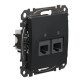 Подвійна комп'ютерна розетка Schneider Electric Sedna Design & Elements RJ45 кат. 5е UTP чорна SDD114452