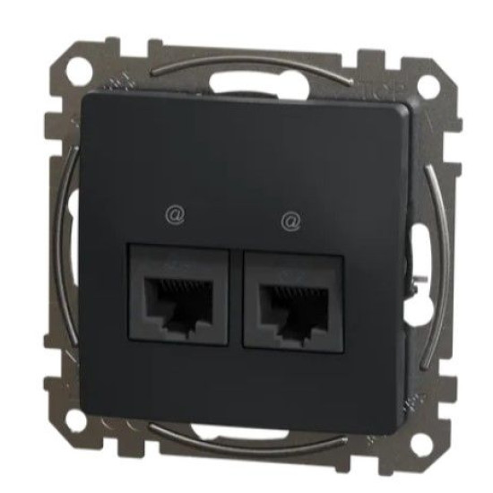 Подвійна комп'ютерна розетка Schneider Electric Sedna Design & Elements RJ45 кат. 5е UTP чорна SDD114452