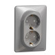 Подвійна розетка Schneider Electric Sedna Design з заземленням та шторками алюміній SDD313221
