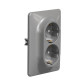Подвійна розетка Schneider Electric Sedna Design з заземленням та шторками алюміній SDD313221