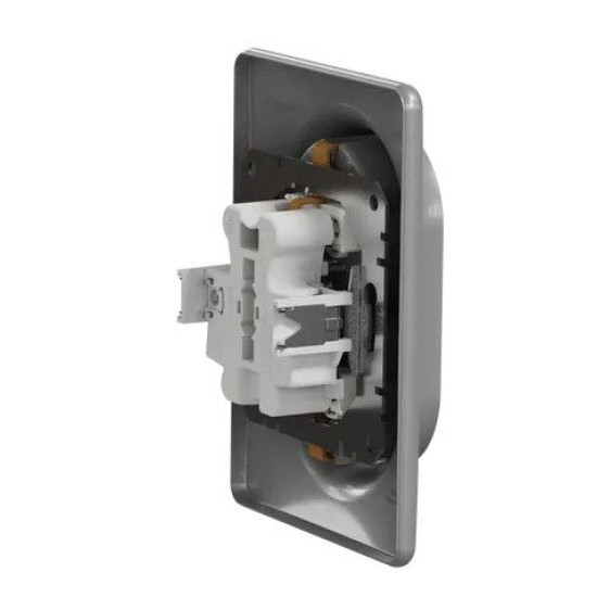 Подвійна розетка Schneider Electric Sedna Design з заземленням та шторками алюміній SDD313221