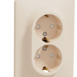 Подвійна розетка Schneider Electric Sedna Design з заземленням та шторками бежева SDD312221