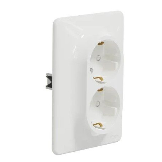 Подвійна розетка Schneider Electric Sedna Design з заземленням та шторками біла SDD311221
