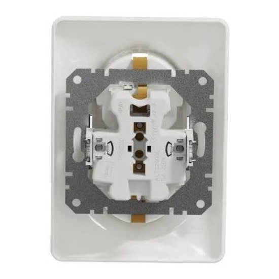 Подвійна розетка Schneider Electric Sedna Design з заземленням та шторками біла SDD311221