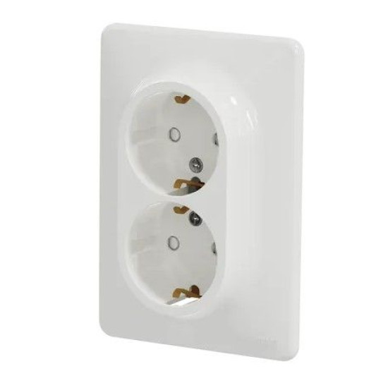 Подвійна розетка Schneider Electric Sedna Design з заземленням та шторками біла SDD311221