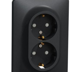 Подвійна розетка Schneider Electric Sedna Design з заземленням та шторками чорна SDD314221