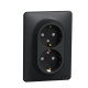 Подвійна розетка Schneider Electric Sedna Design з заземленням та шторками чорна SDD314221