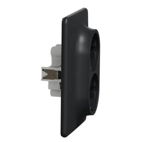 Подвійна розетка Schneider Electric Sedna Design з заземленням та шторками чорна SDD314221