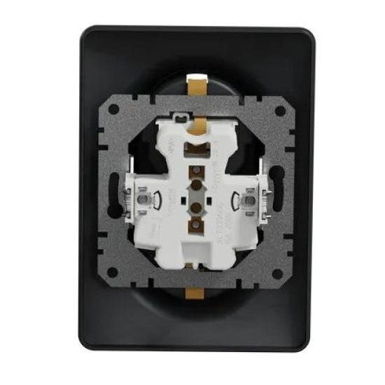 Подвійна розетка Schneider Electric Sedna Design з заземленням та шторками чорна SDD314221