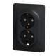 Подвійна розетка Schneider Electric Sedna Design з заземленням та шторками чорна SDD314221