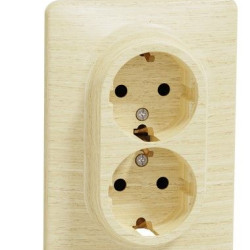 Подвійна розетка Schneider Electric Sedna Elements з заземленням та шторками береза SDD380221
