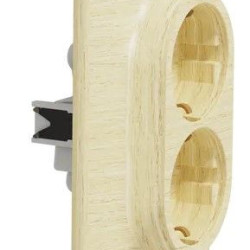 Подвійна розетка Schneider Electric Sedna Elements з заземленням та шторками береза SDD380221