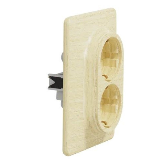 Подвійна розетка Schneider Electric Sedna Elements з заземленням та шторками береза SDD380221