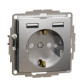 Розетка Schneider Electric Sedna Design & Elements з заземленням та 2 USB тип А матовий алюміній SDD170052