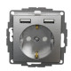 Розетка Schneider Electric Sedna Design & Elements з заземленням та 2 USB тип А матовий алюміній SDD170052