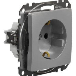 Розетка Schneider Electric Sedna Design & Elements з заземленням та шторками алюміній SDD113022