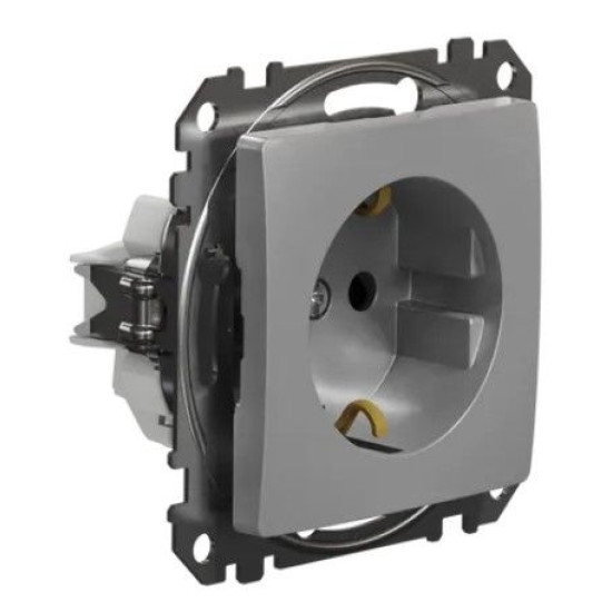 Розетка Schneider Electric Sedna Design & Elements з заземленням та шторками алюміній SDD113022