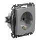 Розетка Schneider Electric Sedna Design & Elements з заземленням та шторками алюміній SDD113022
