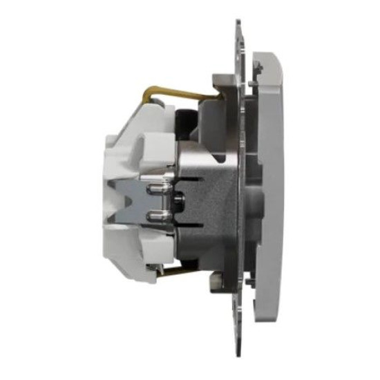 Розетка Schneider Electric Sedna Design & Elements з заземленням та шторками алюміній SDD113022